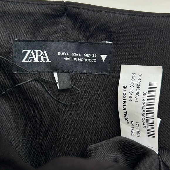 Zara Ruched Corset Dress Black Square Neck V-Waist Size L - Picture 14 of 15